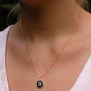 Black Gold B Initial Necklace